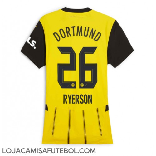 Camisa de Futebol Borussia Dortmund Julian Ryerson #26 Equipamento Principal Mulheres 2024-25 Manga Curta